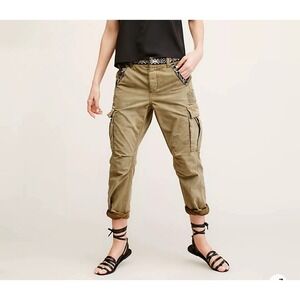 Free People Wild Nothing Olive Khaki Green Camo Cargo Pants Size 10 Ripstop